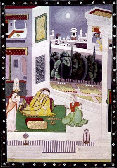 Una dama descuidada, del Prositapatika Nayika, Kangra, Himachal Pradesh, c.1850 de Pahari School